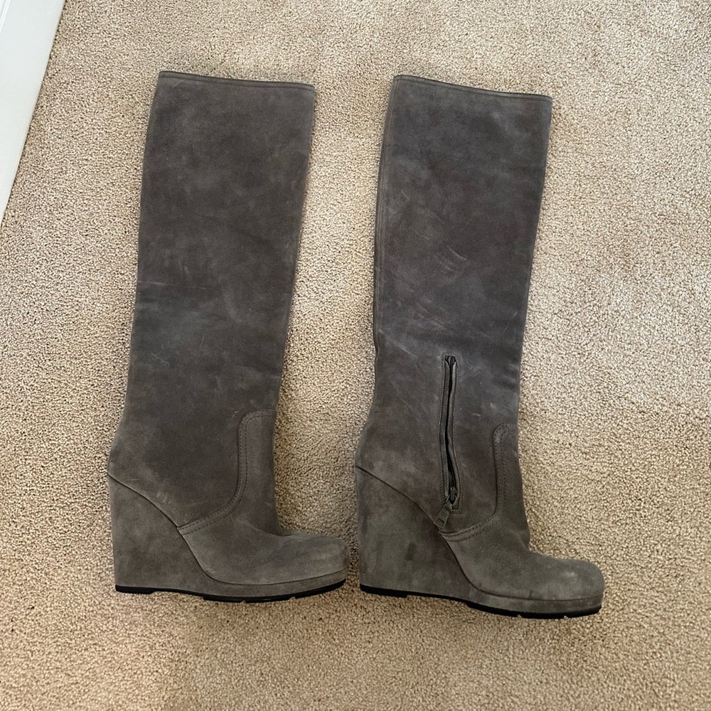 Gray Suede Prada Boots